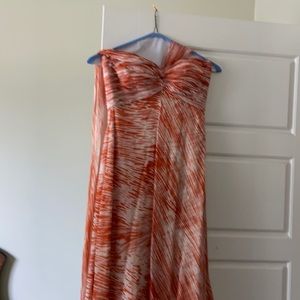 Monique Lhuillier long silk dress.